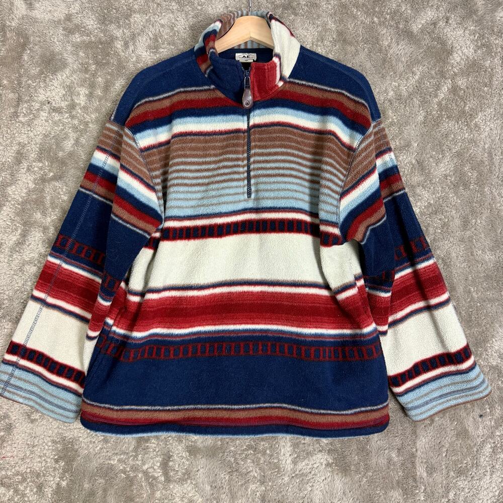 Vintage 90s AEO Blanket Stripe Fleece Southwest Pullover Quarter Zip Jacket M